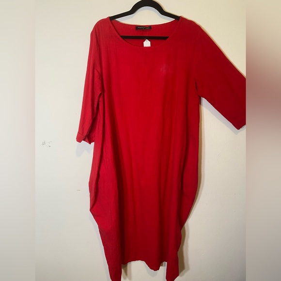 Red Cotton Maxi Dress - Picture 7 of 16